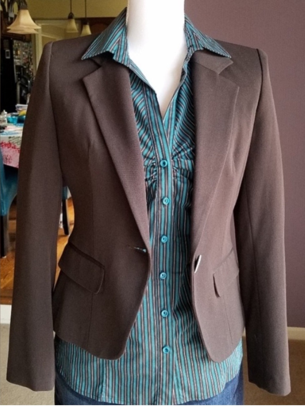 Dark Chocolate Brown Fitted Blazer from Italy Like New